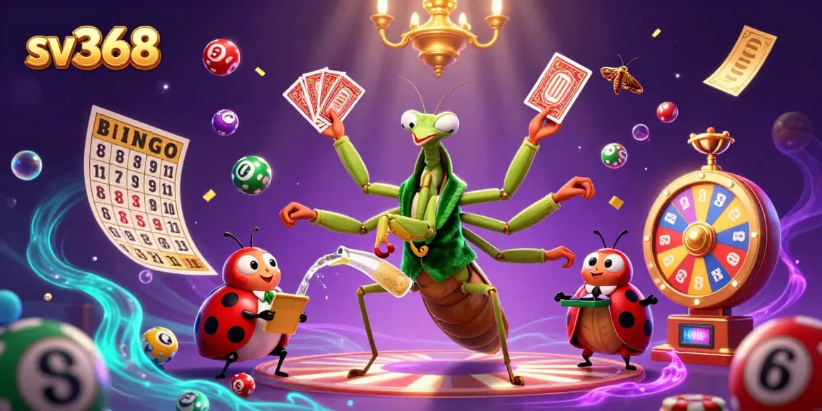 sv368 engaging players in a vibrant 3D casino scene with colorful lottery elements and energetic game action