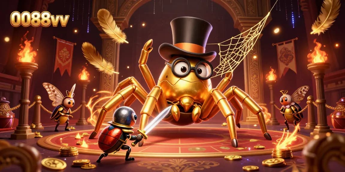 Engage with thrilling gameplay at 0088vv, featuring a vibrant casino scene full of gold and excitement.
