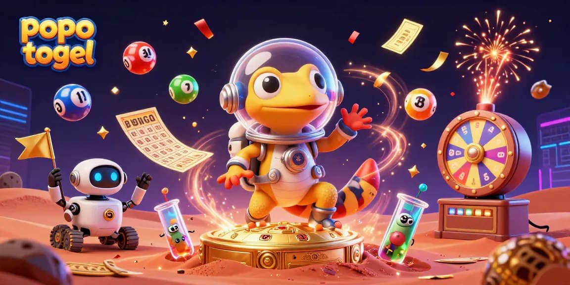 Experience thrilling gameplay with popo togel's colorful lottery elements and dynamic casino scene.