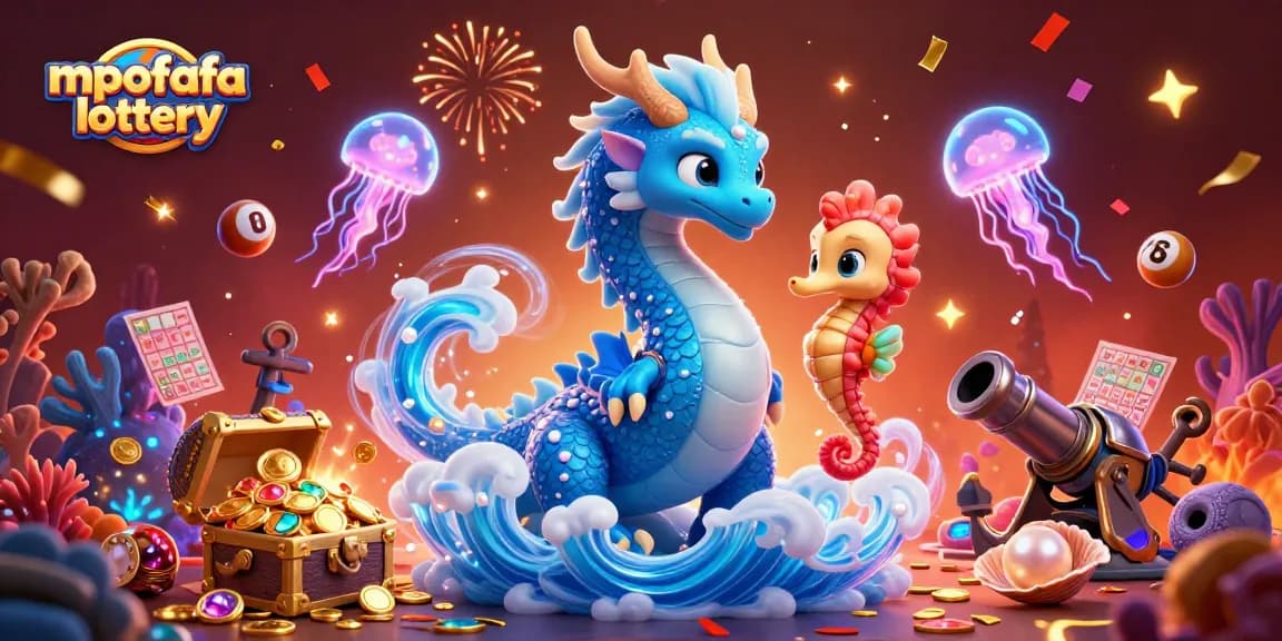 Experience the excitement of mpofafa lottery with a vibrant scene featuring a mystical water dragon and enchanted elements.