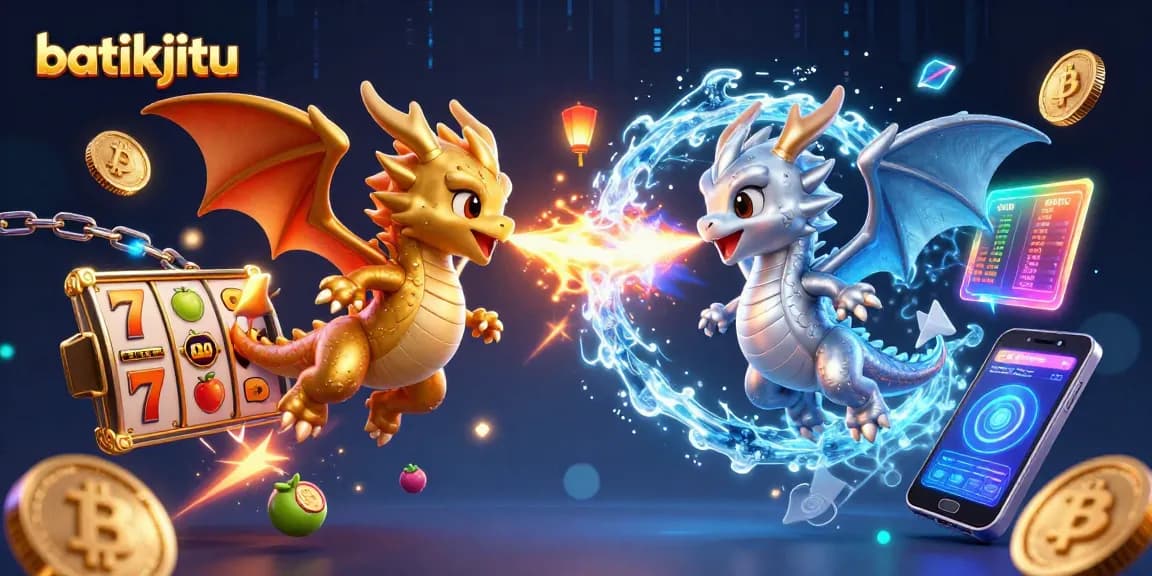 Batikjitu menampilkan aksi mendebarkan dengan slot dan simbol jackpot di latar belakang.