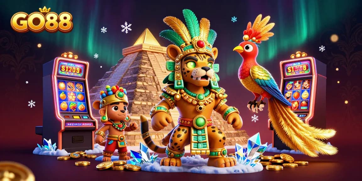 Engage with GO88's thrilling slot games featuring vibrant 3D characters and gaming visuals.