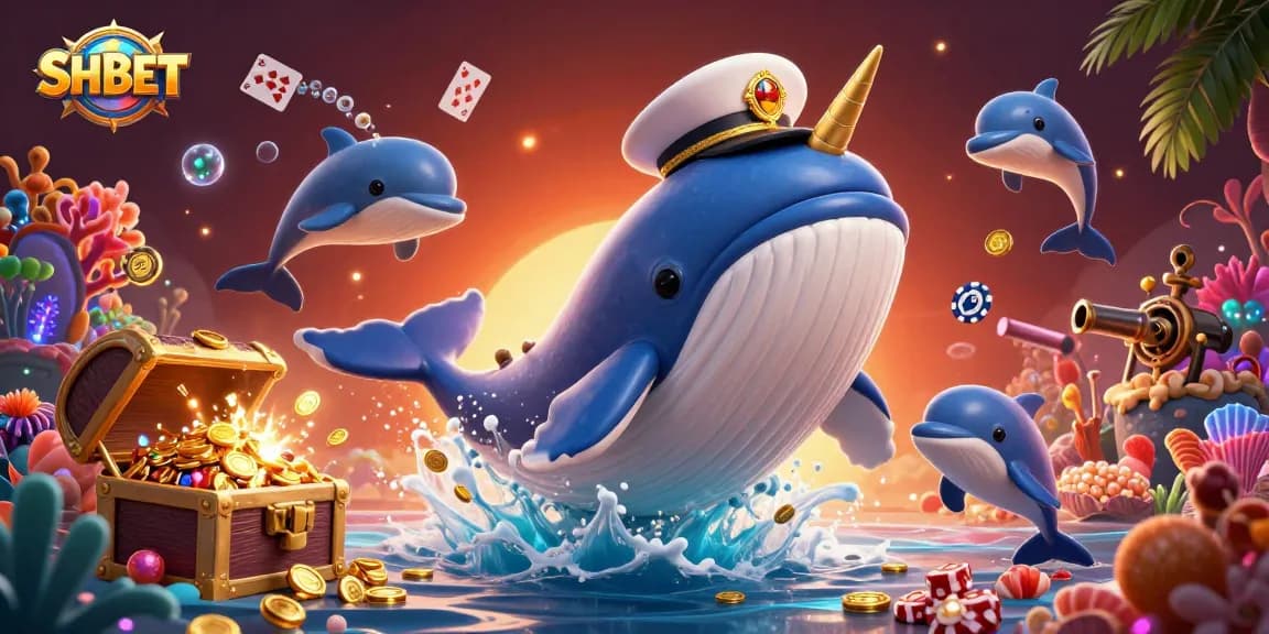 Engage with thrilling gameplay at SHBET featuring a vibrant underwater casino scene with animated characters and treasures.