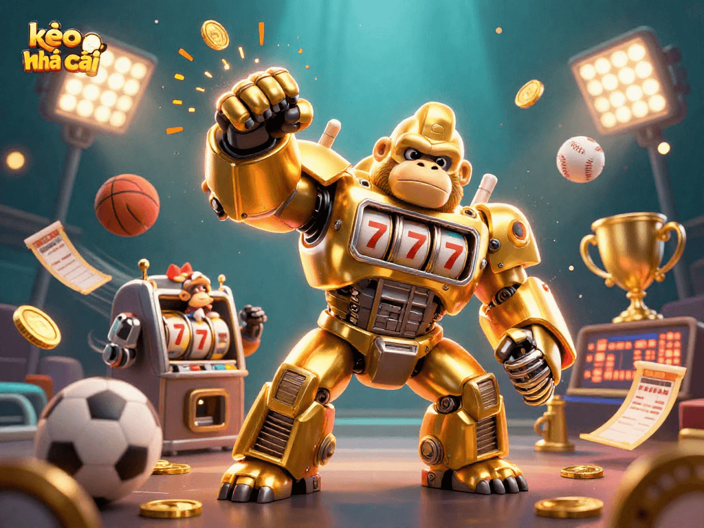 Bet on kèo nhà cái while watching the golden gorilla mech battle coins and sports balls.
