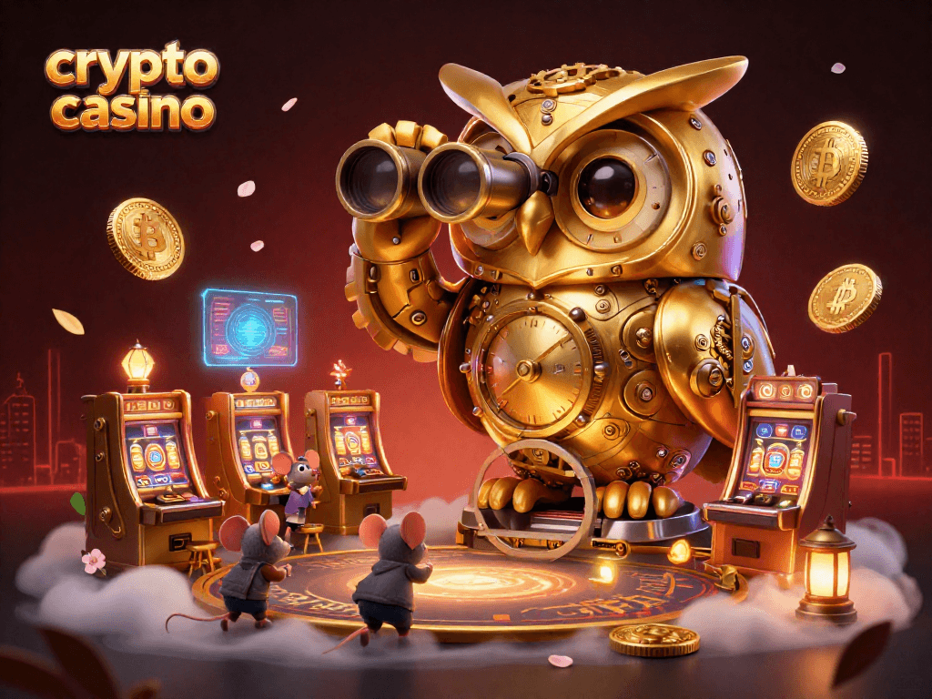 Experience thrilling action at a dynamic crypto casino with vibrant characters and elements.