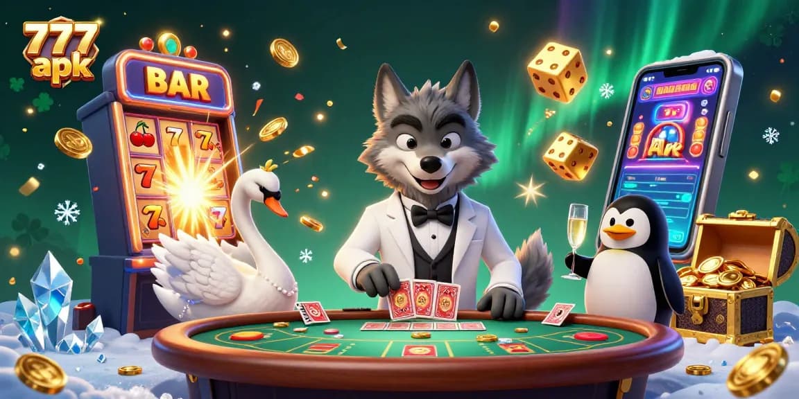 Experience thrilling gameplay with 777 apk in a vibrant casino scene featuring exciting characters.