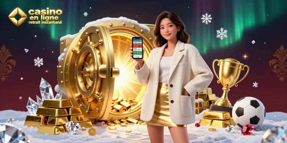 Interagissez avec le casino en ligne retrait instantané grâce à des paris sportifs dynamiques dans une illustration numérique vibrante.