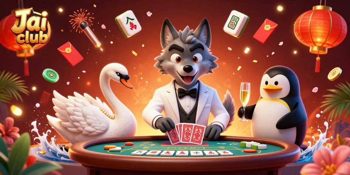 Join the fun at Jai club while playing baccarat with stylish characters and festive elements.
