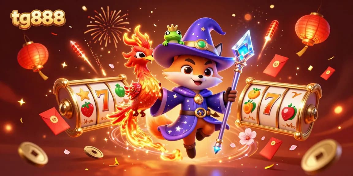 Experience thrilling casino fun with tg888, featuring magical characters and dynamic slot reels.