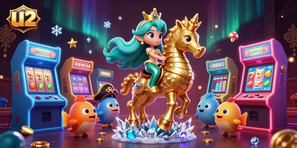 Experience thrilling u2 casino adventures with a mermaid princess, seahorse, and vibrant gaming elements.