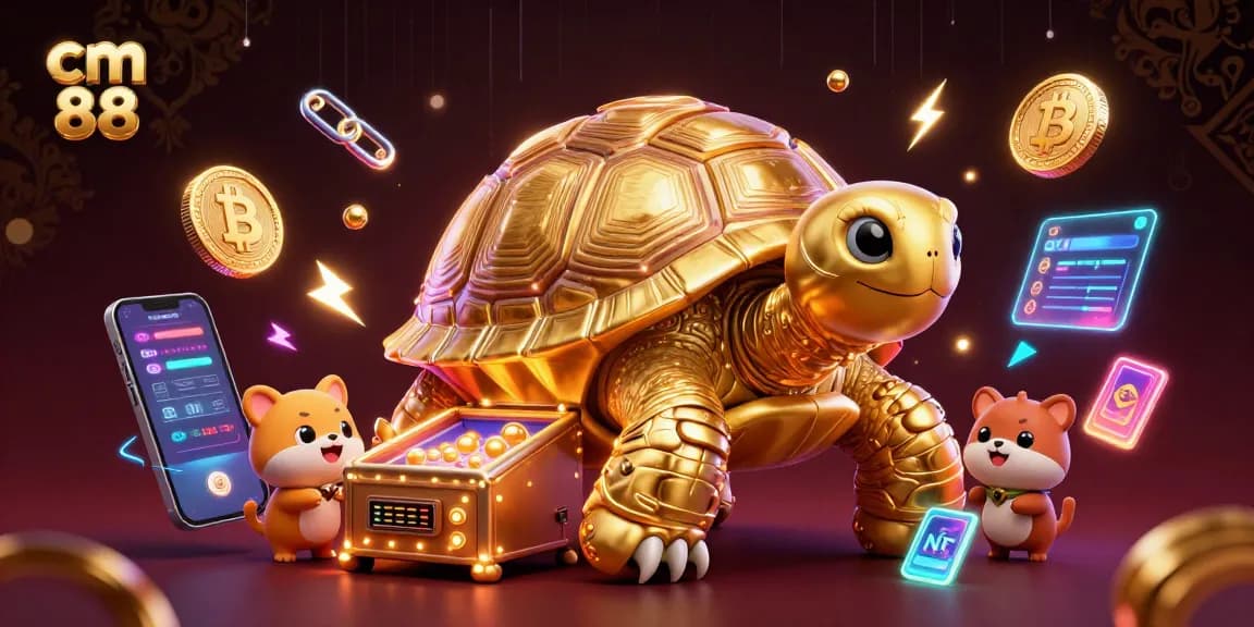 Experience the excitement of cm 88 with golden tortoise pinball and crypto elements.