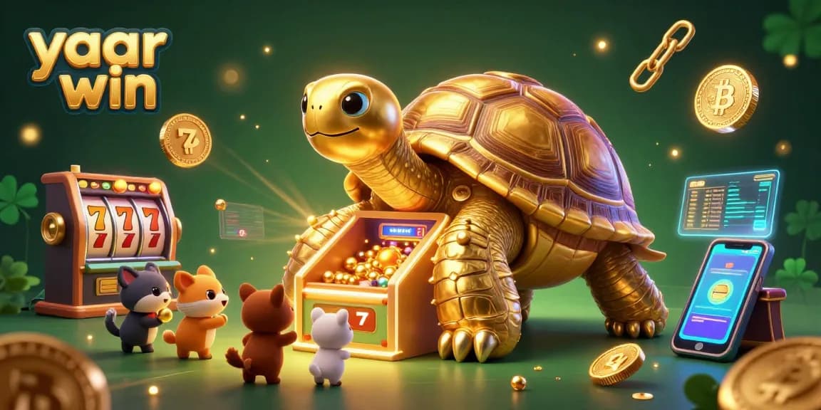 Experience yaar win excitement with an illustrated golden tortoise pinball at the casino.