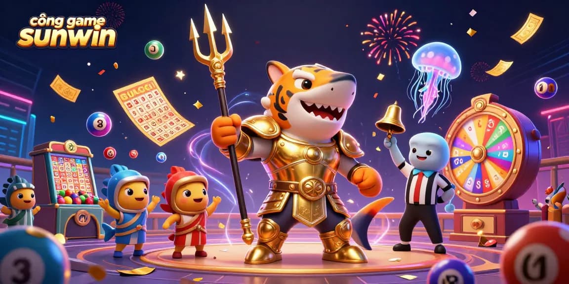 Engage with the exciting cổng game sunwin featuring a tiger shark gladiator in an underwater arena.