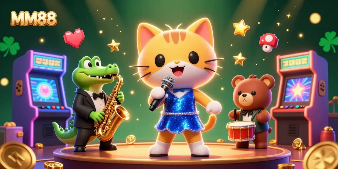 Experience the vibrant world of MM88 with engaging characters and dynamic casino gaming elements.