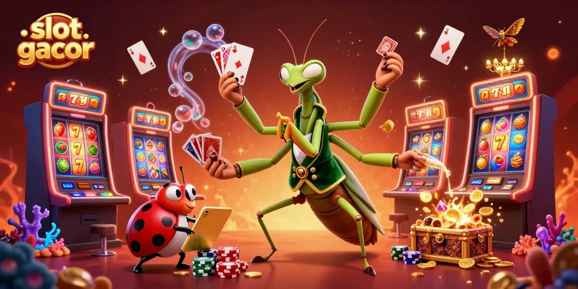 Experience the thrill of slot gacor with vibrant 3D characters in a dynamic casino scene.