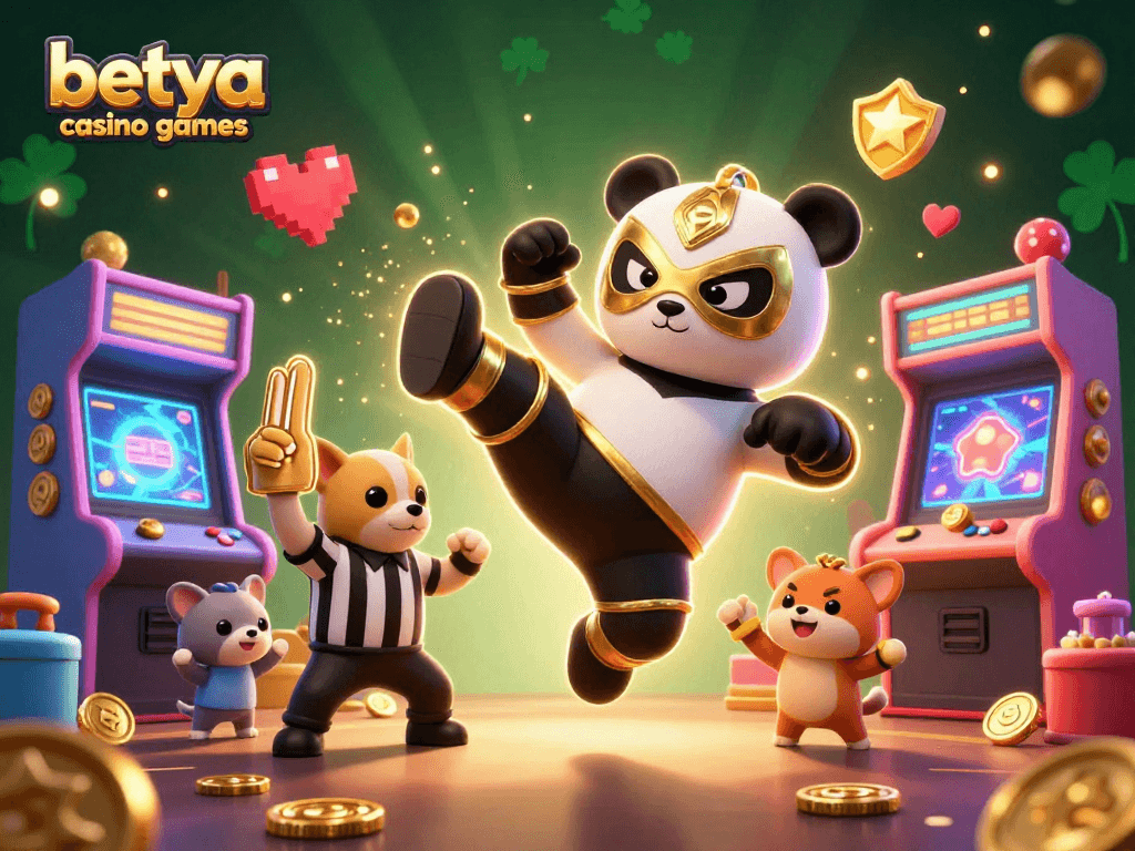 Experience thrilling betya casino games with animated characters in a vivid 3D scene celebrating fun!