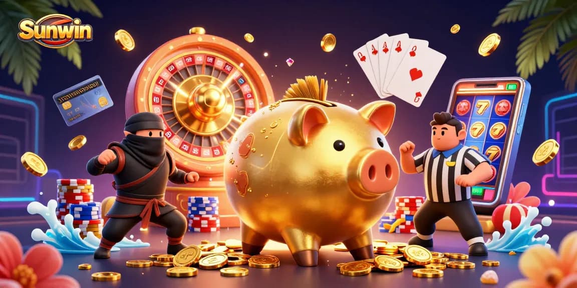 Experience thrilling gameplay with Sunwin as the piggy bank sumo wrestler dominates the casino scene