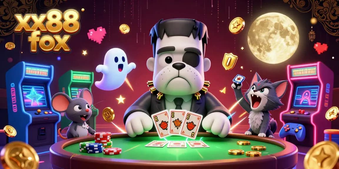Win big with xx88 forex at an animated casino featuring quirky characters and vibrant gaming elements.