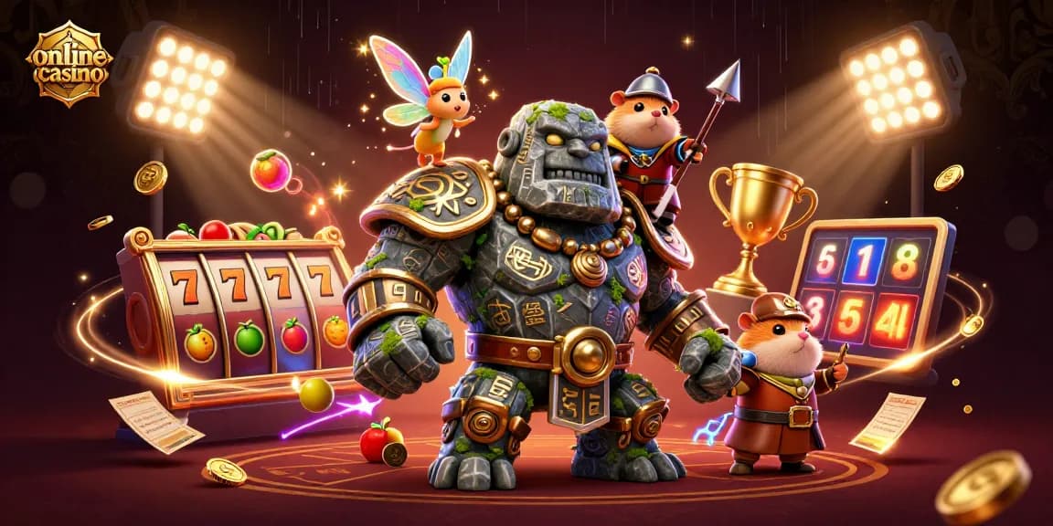 Experience the excitement of online casino games in this vibrant, dynamic 3D illustration.