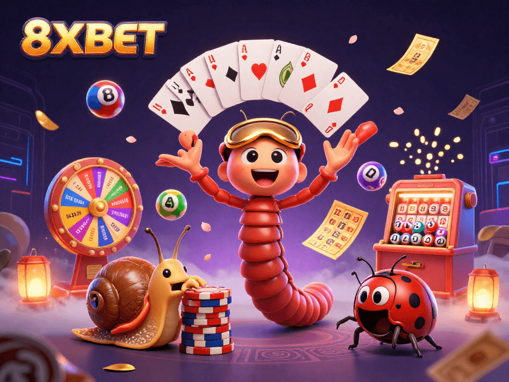 Enjoy engaging with 8XBET's exciting games, featuring vibrant lottery balls and dynamic dealer actions.