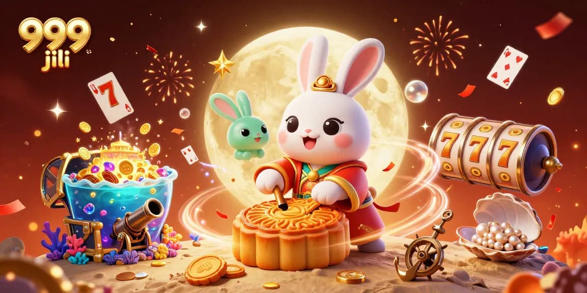 Engage with 999 jili's vibrant casino world featuring the moon rabbit and adventurous gaming elements.