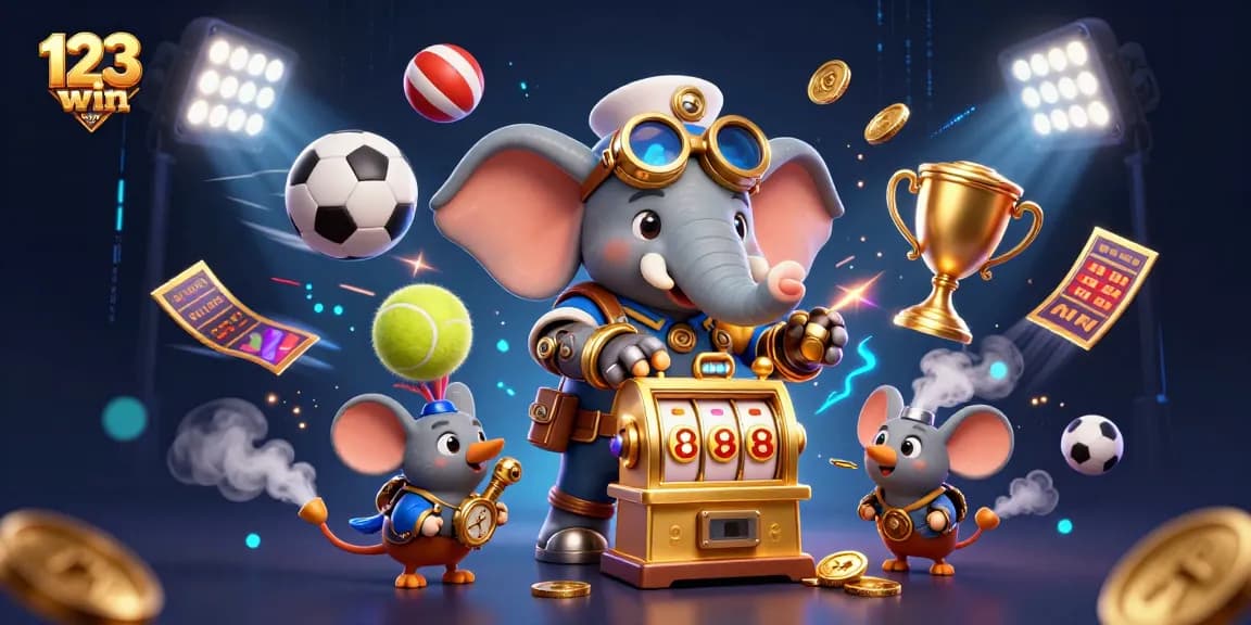 Experience thrilling wins at 123win com with this vibrant illustration of dynamic gaming elements.
