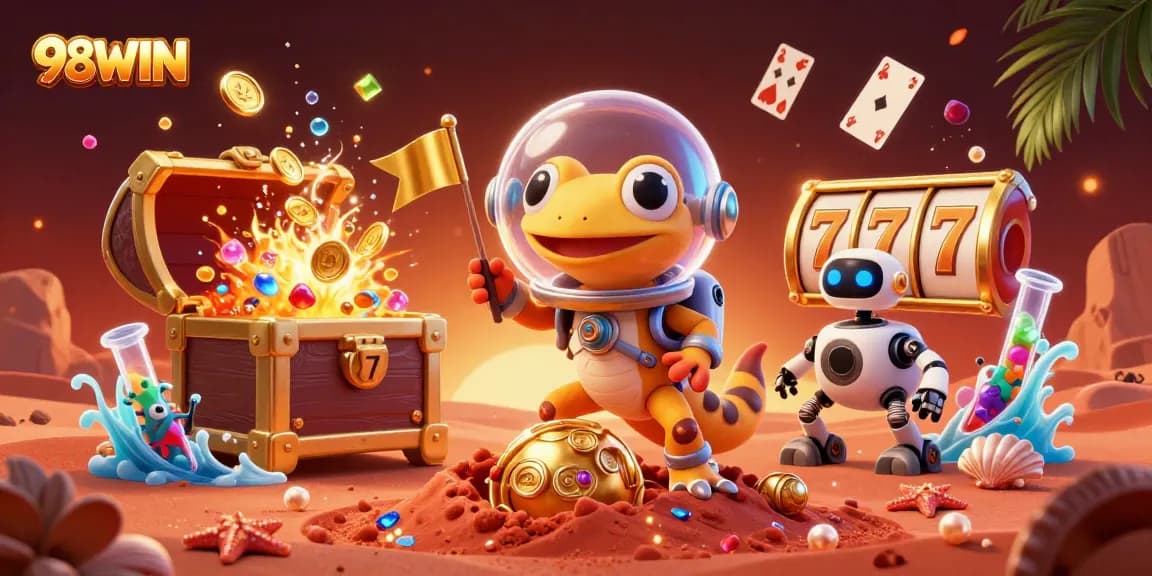 Play exciting casino games at 98WIN in an exhilarating 3D Martian scene.
