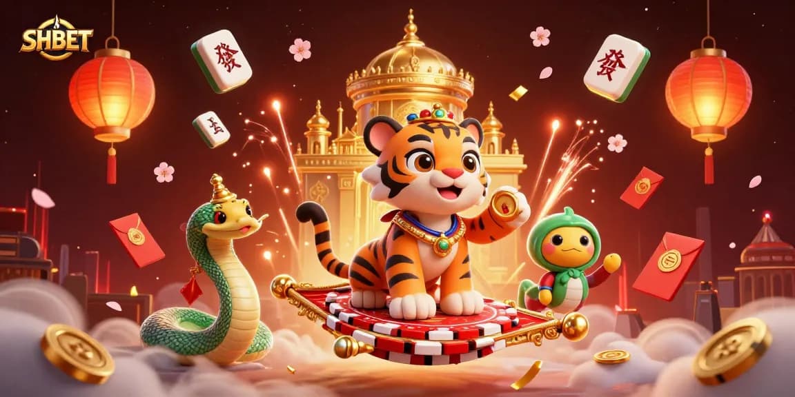 Engage with SHBET's vibrant online gaming experience, featuring a dynamic casino-themed illustration.