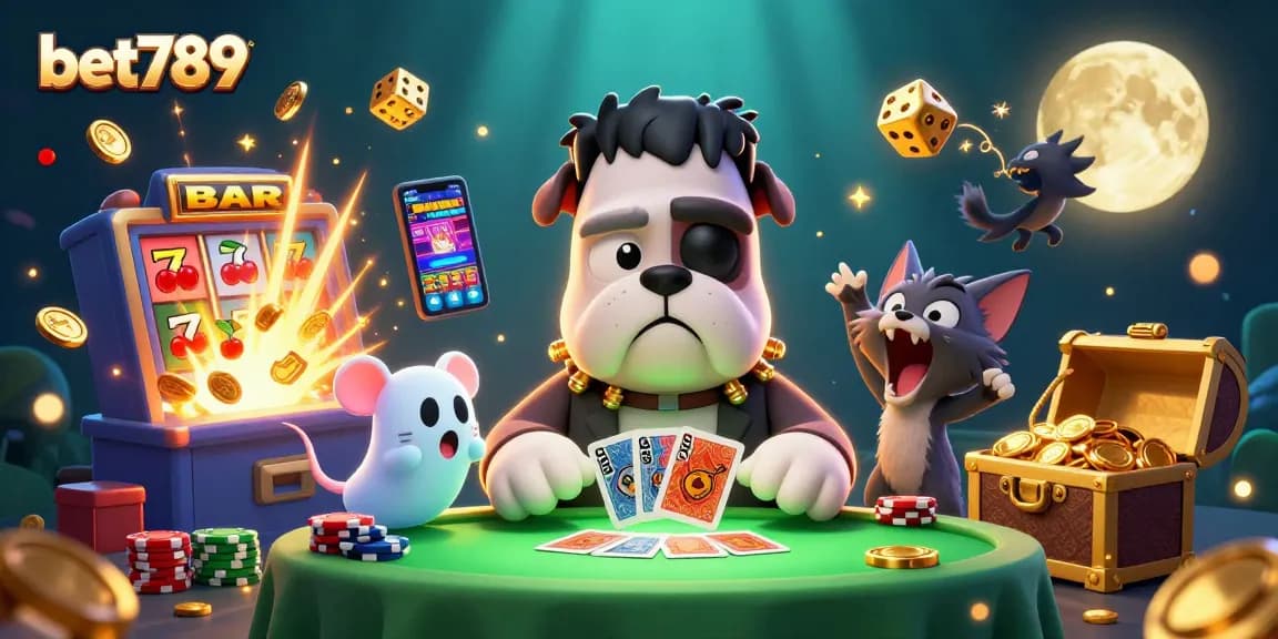 Engage with bet789 in an immersive casino scene featuring lively 3D characters and vibrant graphics.