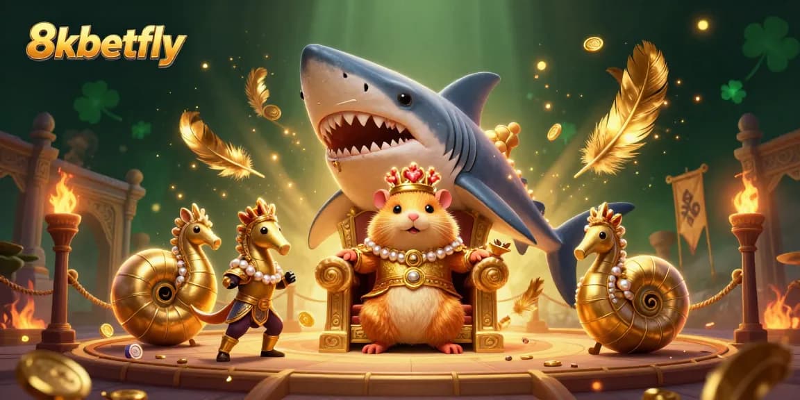 Experience thrilling gameplay at 8xbetfly with golden hamster king and royal seahorse guards.