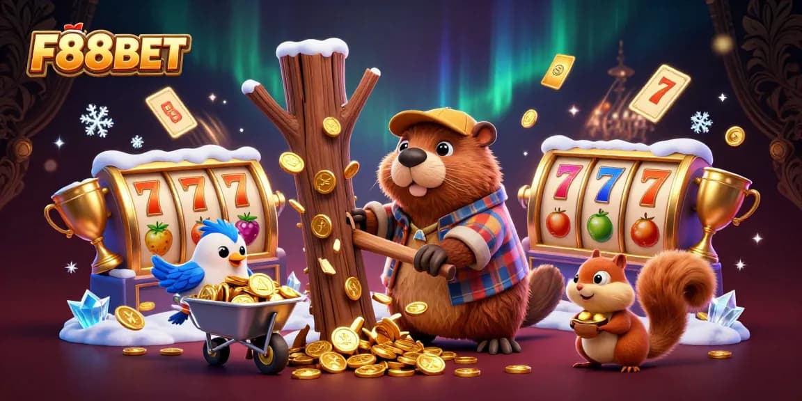 F88BET offers a vibrant casino experience with golden coins raining in a lively 3D scene.