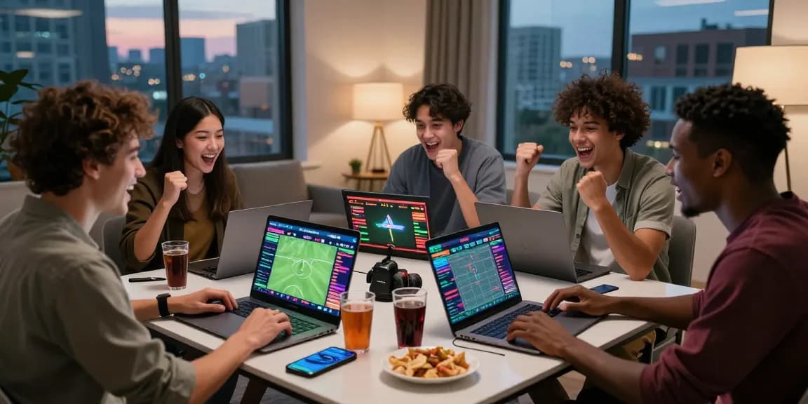 Group enjoying lotus365 online betting in a lively urban setting