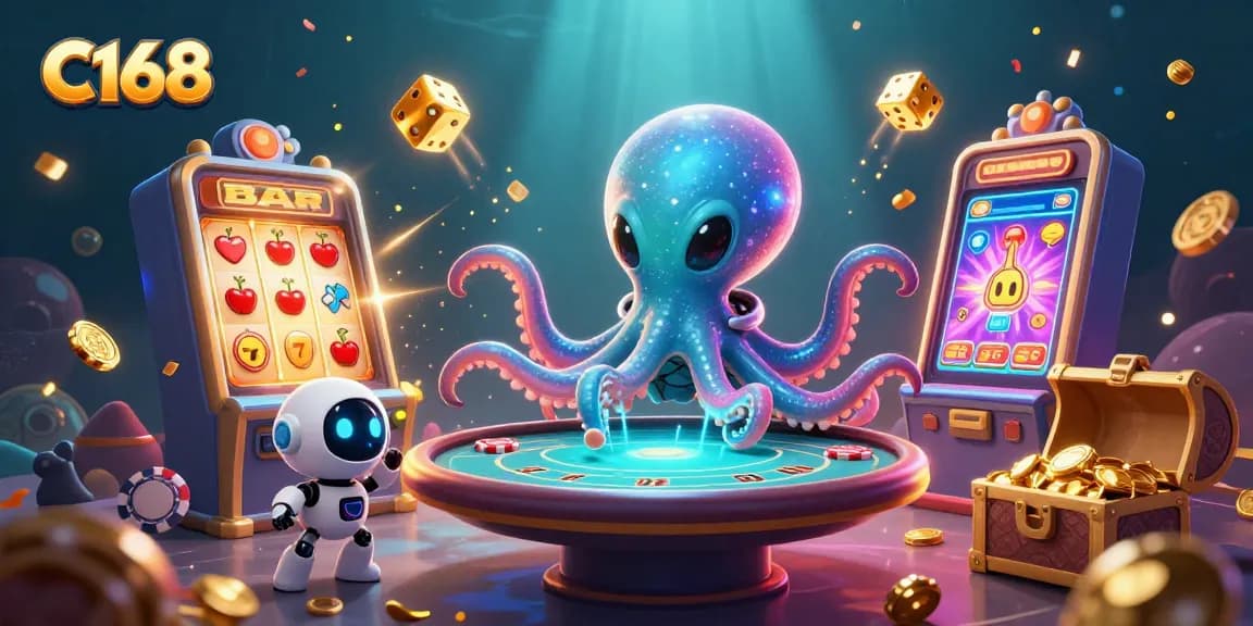C168 players engage with a cosmic alien poker game amidst exciting gambling elements.