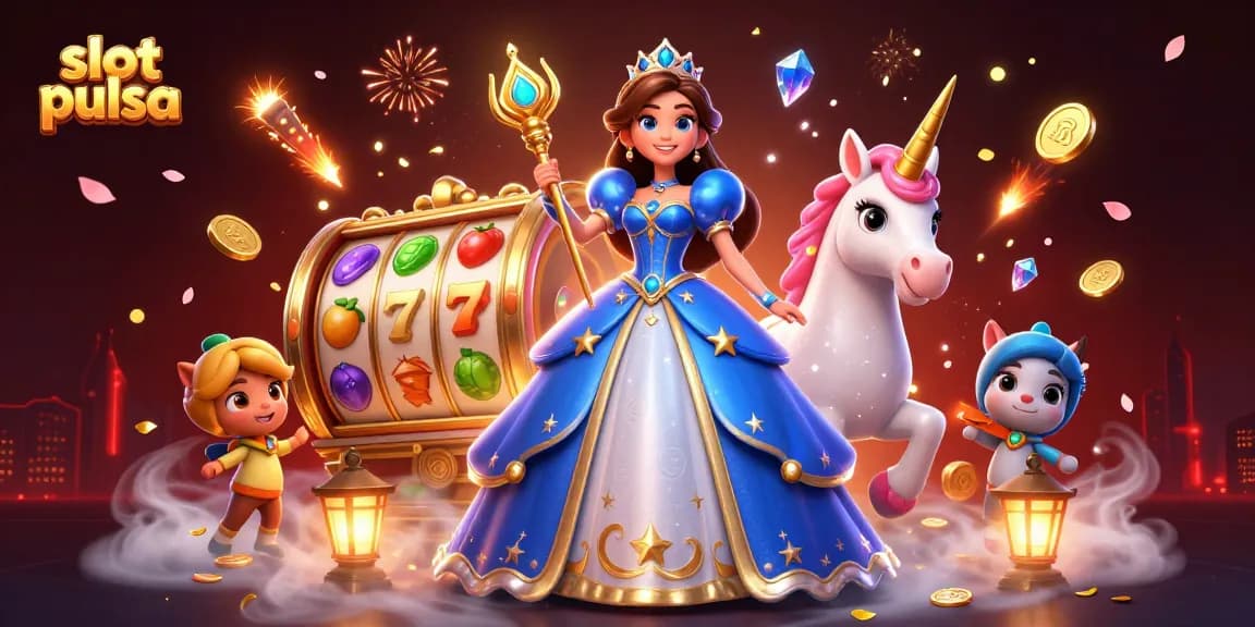 Experience the thrill of slot pulsa gaming with vibrant colors and exciting details in this dynamic scene.