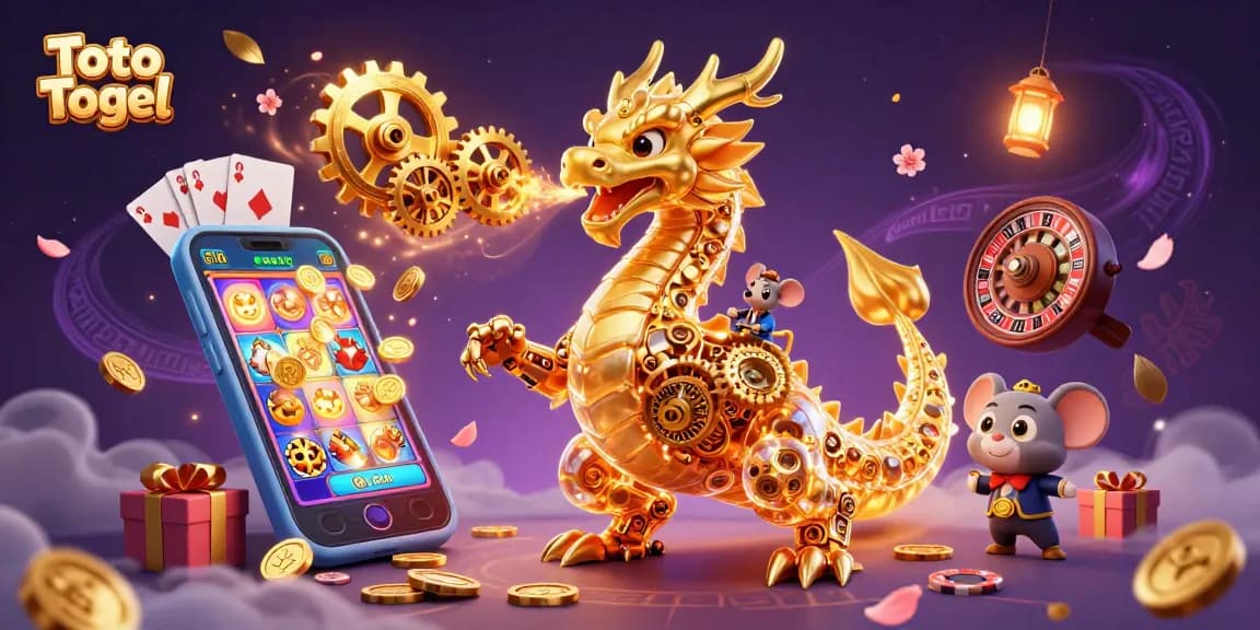 Toto Togel mewakili kemenangan spektakuler dengan slot berwarna-warni dan naga emas mekanik yang beraksi