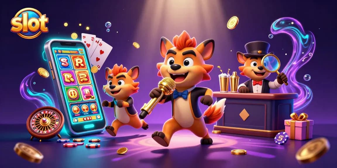 Engage in exciting slot games as hyenas entertain in a vibrant casino scene.