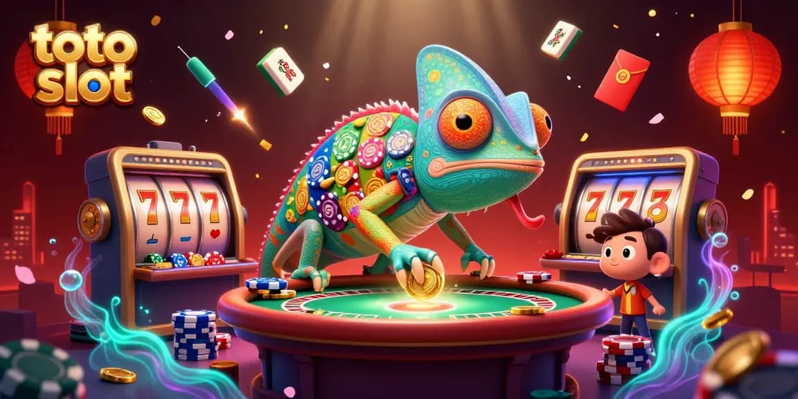 Experience the thrill of toto slot with a vibrant 3D illustration showcasing dynamic casino elements.