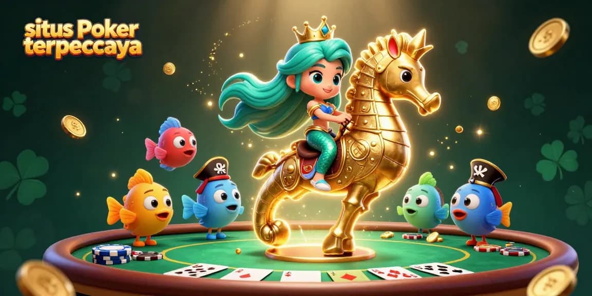 Experience thrilling poker action with situs poker terpercaya in this vibrant 3D illustration featuring engaging characters and dynamic elements.