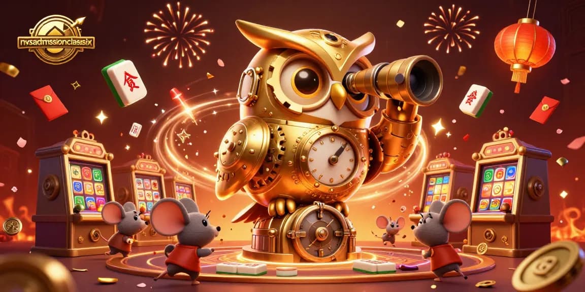 Experience thrilling gameplay with nvsadmissionclasssix in this vibrant casino scene featuring an owl and mouse patrons.