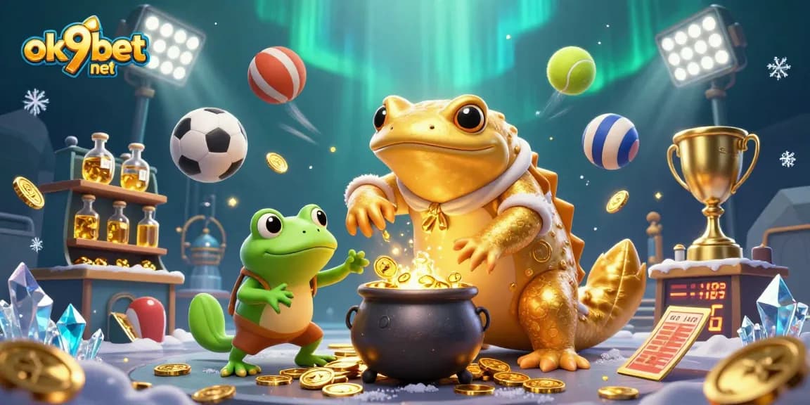 Experience thrilling gold transmutation at ok9bet net with 3D characters in a vibrant casino setting.
