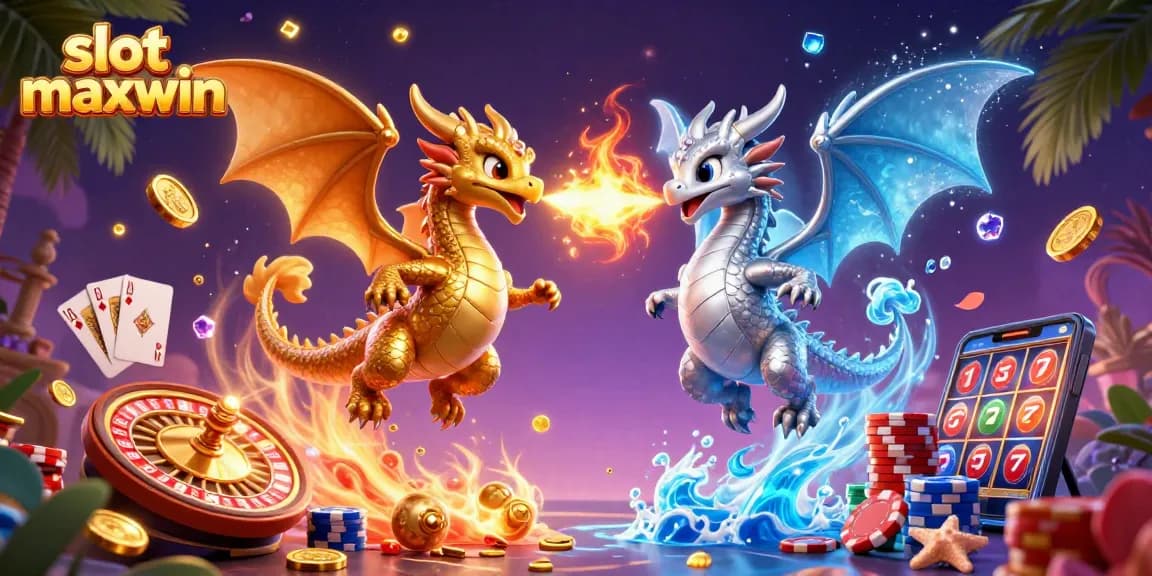Engage with slot maxwin for epic wins in this vibrant 3D dragon casino illustration.