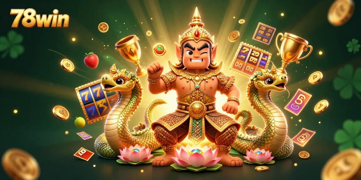 Engage with 78win’s vibrant gambling scene filled with slots, jackpots, and animated characters.