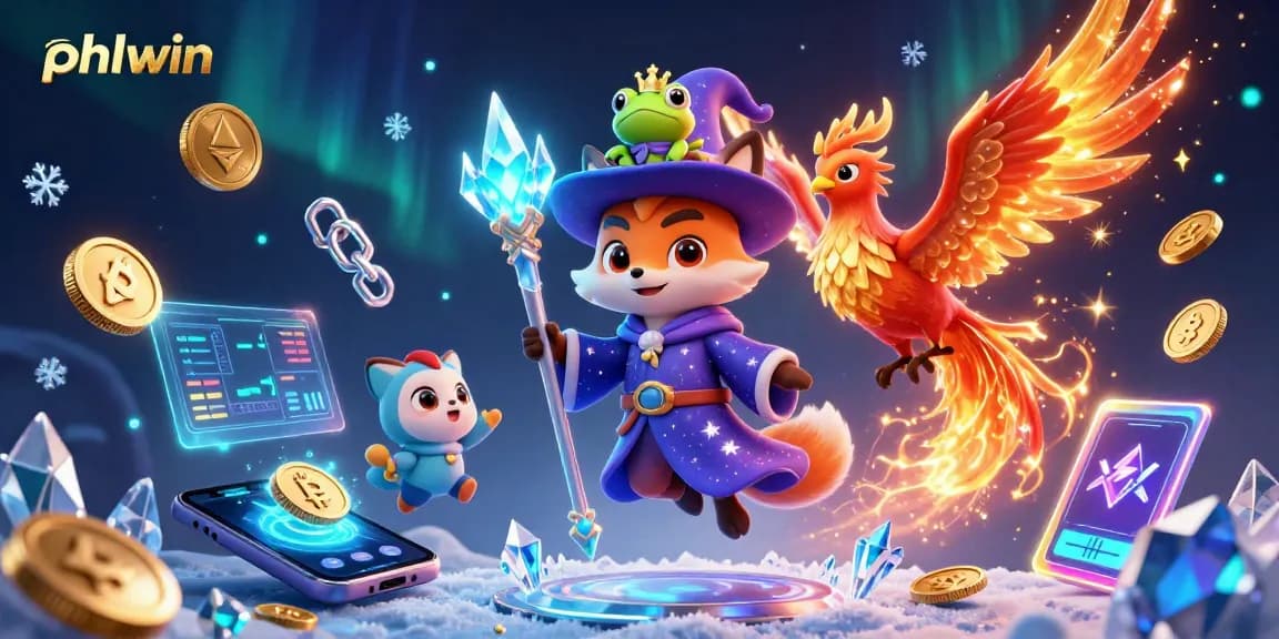 Engage in thrilling gameplay at phlwin with vivid casino characters, glowing crypto coins, and dynamic elements.
