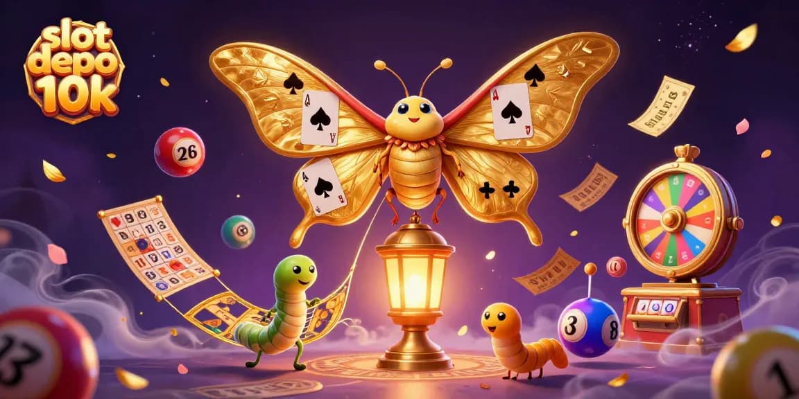 Slot depo 10k menarik perhatian dengan ilustrasi kasino yang penuh warna dan dinamis
