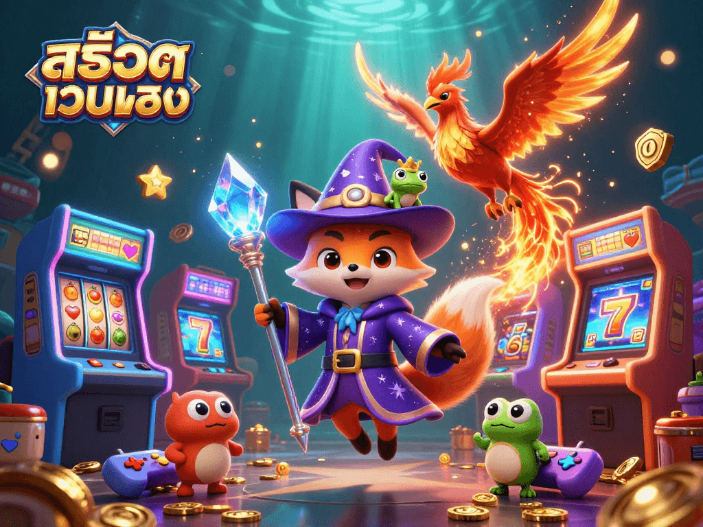 Experience thrilling สล็อตเว็บตรง action with colorful slots and animated fantasy characters.