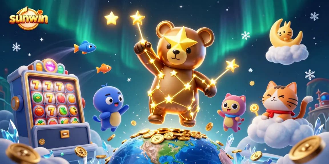 Experience thrilling slots and jackpots at sunwin with a whimsical constellation bear and dynamic treasures.