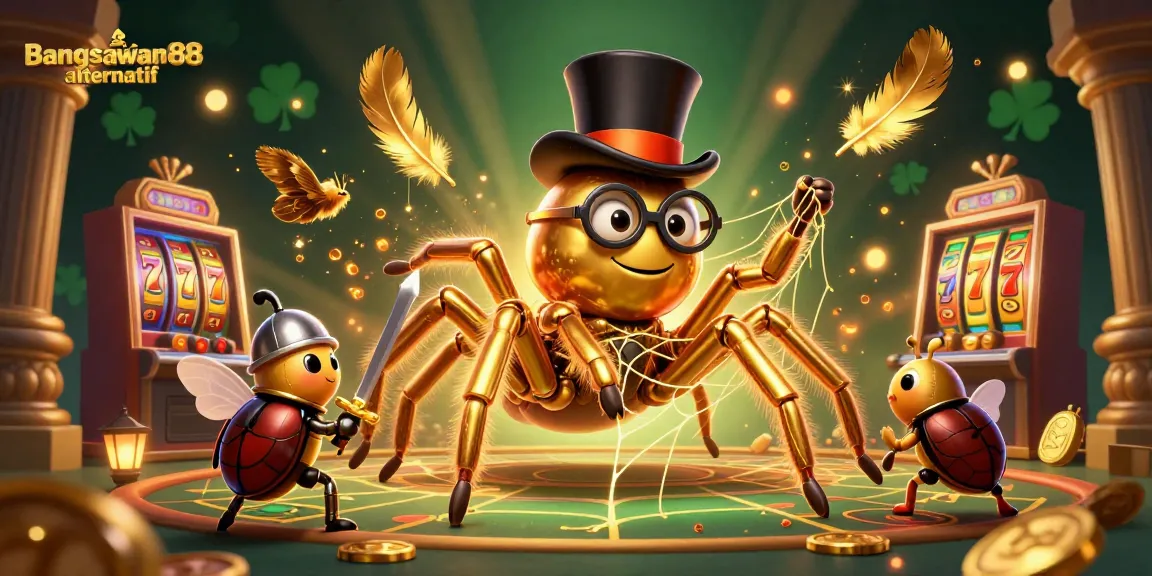 Engaging illustration of bangsawan88 alternatif in a dynamic casino scene with characters and slot machine elements.