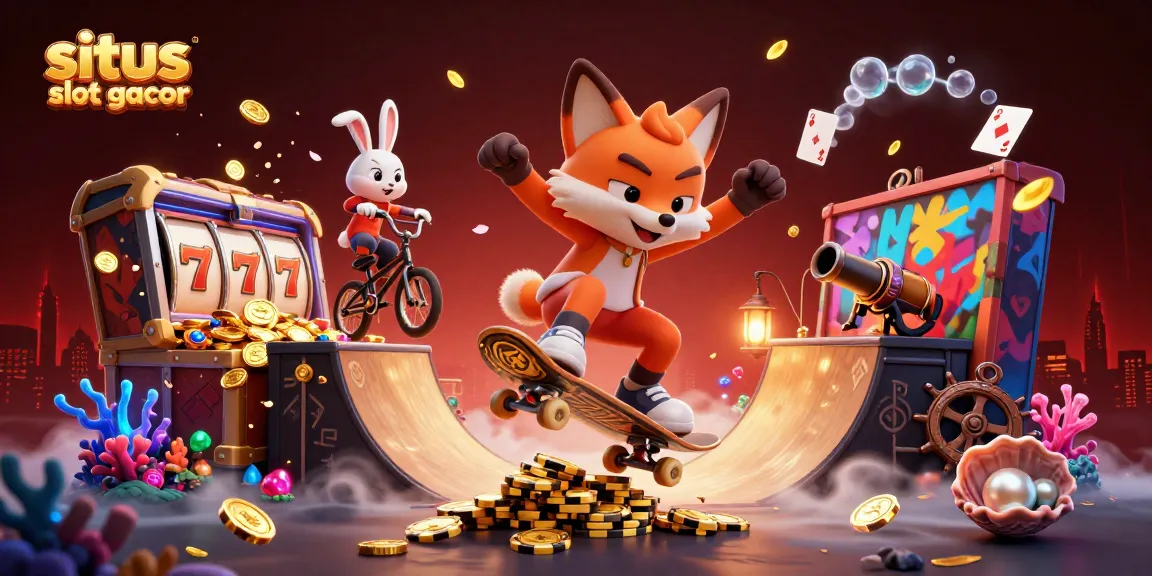 Experience the excitement of situs slot gacor with a vibrant scene featuring dynamic casino characters and elements.