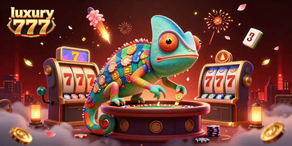 Engage with luxury 777 and experience a vibrant online casino scene with colorful elements.