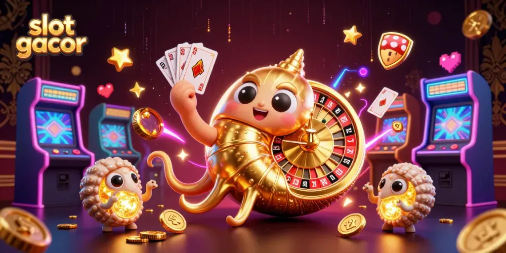 Spin and win with slot gacor's vibrant arcade scene featuring a giant nautilus.
